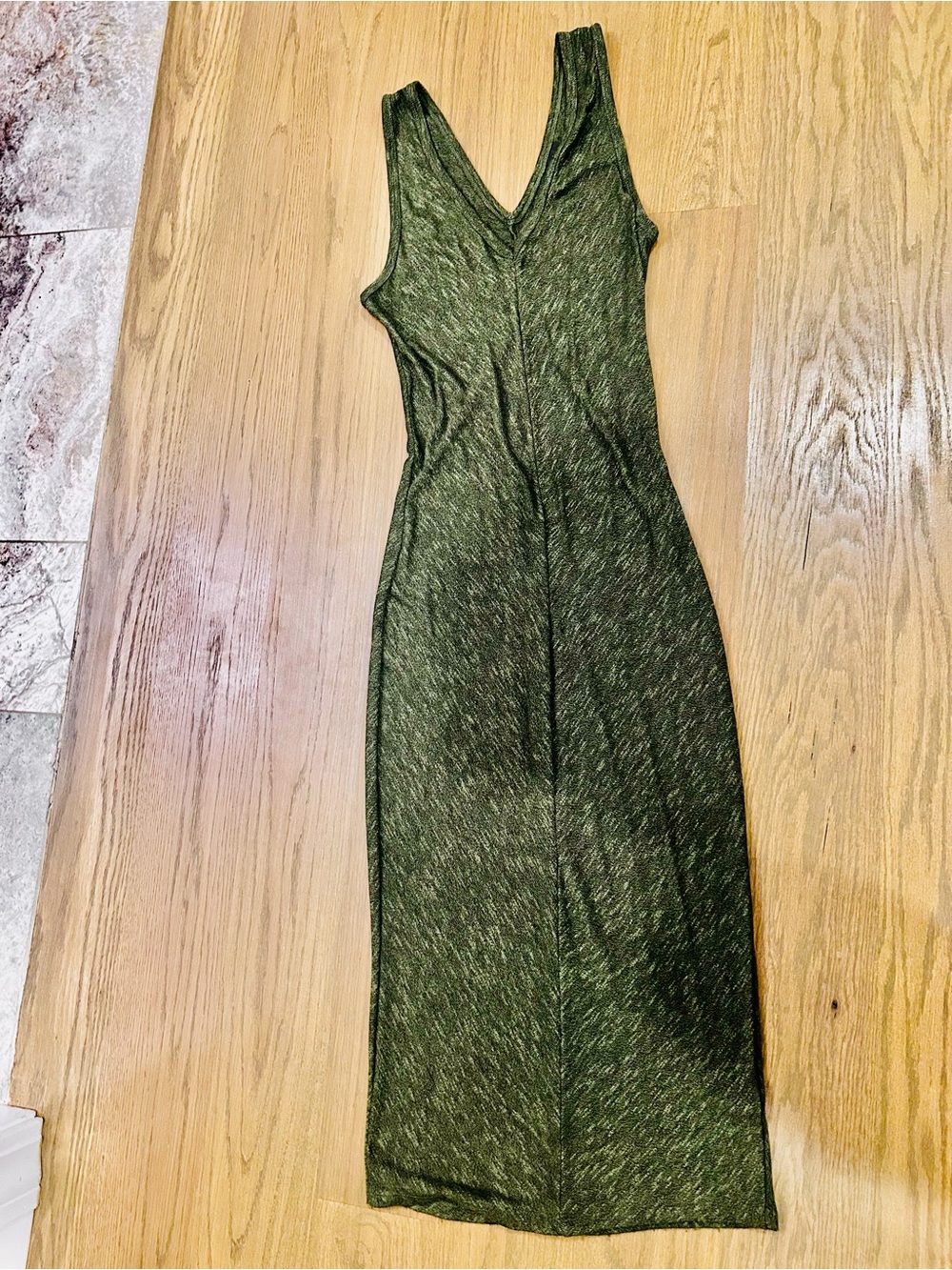 Massimo vintage y2K V-Neck Olive Green stretch knit tank Dress